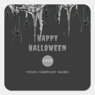 Halloween Office Party Business Corporate Web Logo Square Sticker