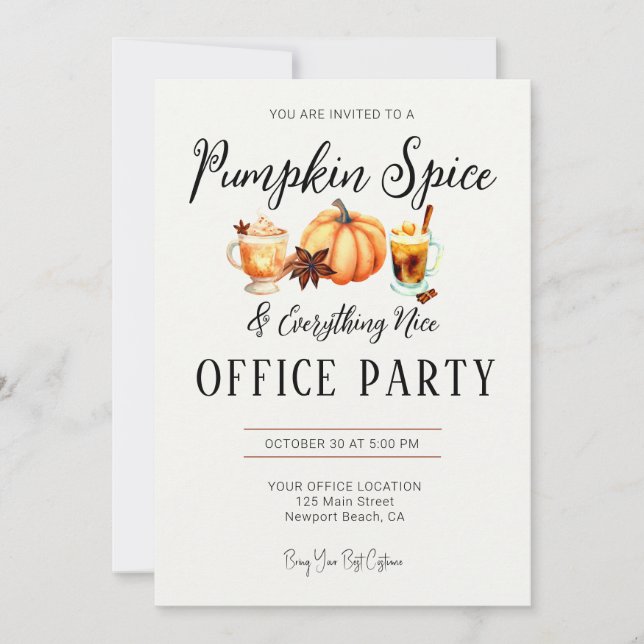 Halloween Office Party Business Pumpkin Spice Nice Invitation (Front)