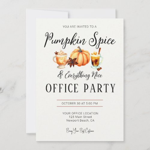 Halloween Office Party Business Pumpkin Spice Nice Invitation