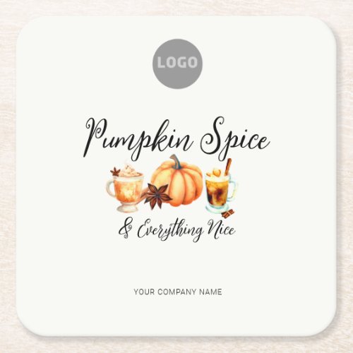Halloween Office Party Business Pumpkin Spice Nice Square Paper Coaster