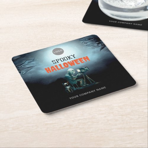 Halloween Office Party Business Scary Movie Ghoul Square Paper Coaster