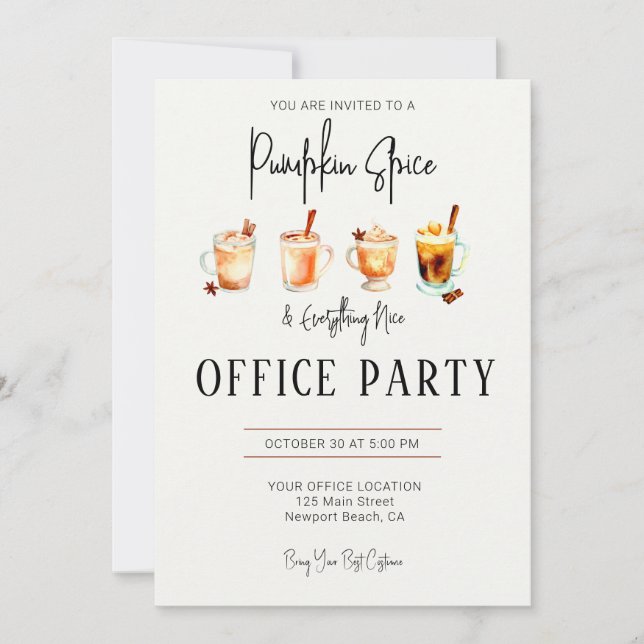 Halloween Office Party Elegant Pumpkin Spice Nice Invitation (Front)