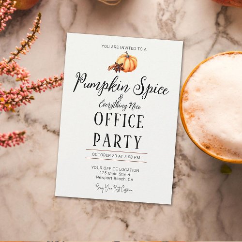 Halloween Office Party Fun Team Pumpkin Spice Nice Invitation