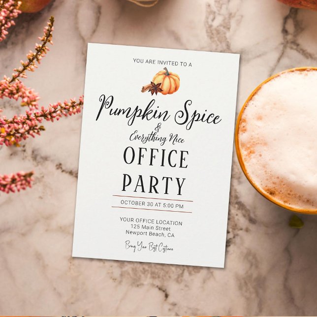Halloween Office Party Fun Team Pumpkin Spice Nice Invitation (Halloween office party invitation business corporate pumpkin spice everything nice minimalist modern)