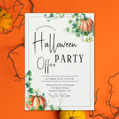Halloween Office Party Fun Team Pumpkin Vines Chic Invitation