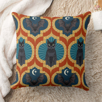 halloween ogee pima red blue throw pillow