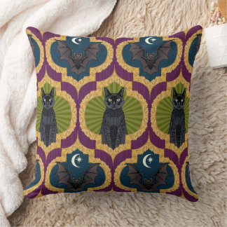 halloween ogee purple green throw pillow