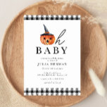 Halloween Oh Baby Black Plaid Baby Shower Invitation<br><div class="desc">Halloween Oh Baby Black Plaid Baby Shower Invitation. A sweet farmhouse Halloween baby shower invitation,  perfect for October baby showers or sprinkles!</div>
