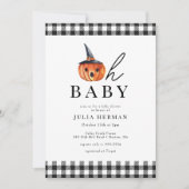 Halloween Oh Baby Black Plaid Baby Shower Invitation (Front)