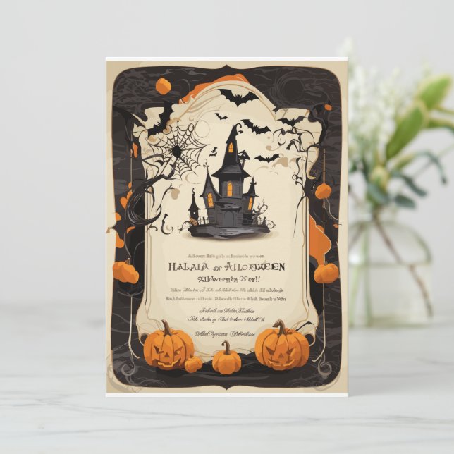 Halloween Old-Modern Invitation Card (Standing Front)
