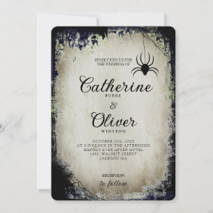 Halloween Old Paper Gothic Spider Web Frame Invitation