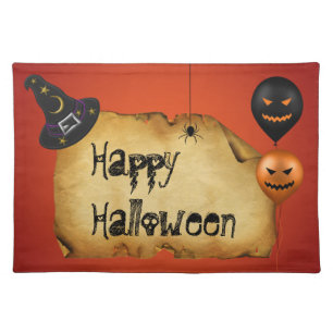 Halloween Old Parchment Greeting Cloth Placemat