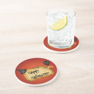 Halloween Old Parchment Greeting Drink Coaster