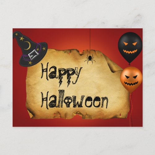 Halloween Old Parchment Greeting Postcard