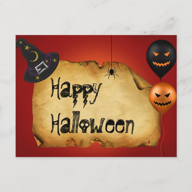 Halloween Old Parchment Greeting Postcard (Front)