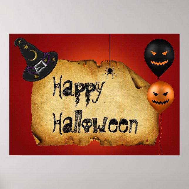 Halloween Old Parchment Greeting Poster (Front)