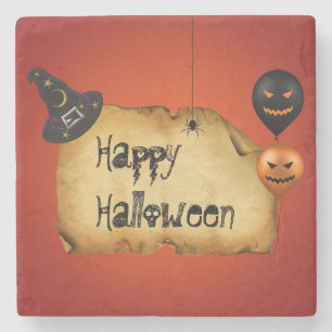 Halloween Old Parchment Greeting Stone Coaster