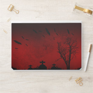 Halloween on dark red background HP laptop skin