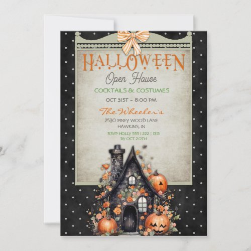 Halloween Open House Haunted Autumn Pumpkins Invitation