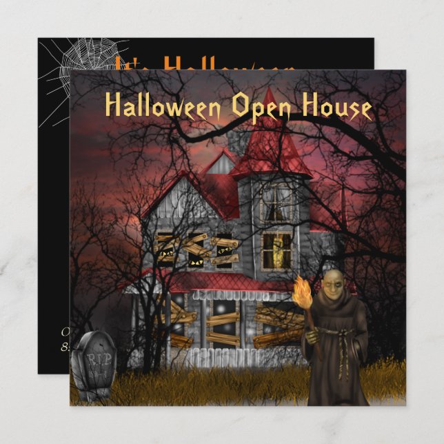 Halloween Open House Party Invitation (Front/Back)