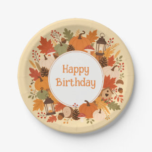 Halloween or Autumn Fall Leaves Pumpkins Paper Plates