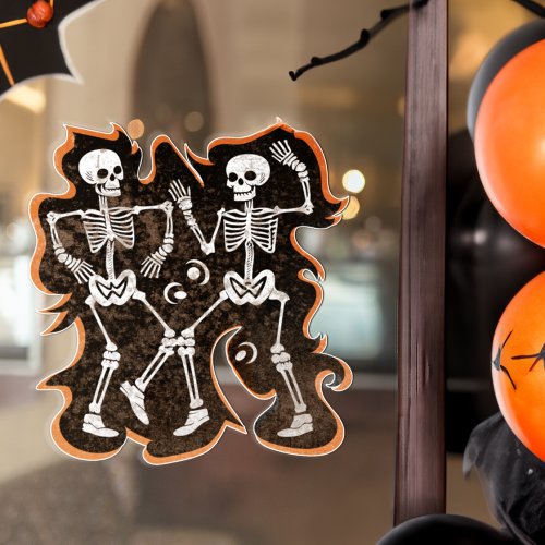 Halloween or Day of the Dead Dancing Skeletons Window Cling