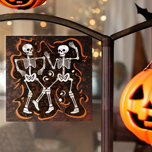 Halloween or Day of the Dead Dancing Skeletons Window Cling