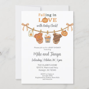 Halloween or Fall baby clothesline Baby Shower. Invitation