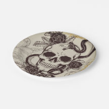 Halloween or wedding place setting skull disposabl
