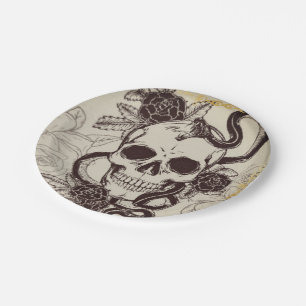 Halloween or wedding place setting skull disposabl paper plates