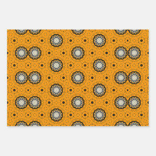 Halloween Orange and Black Abstract Pattern Wrapping Paper Sheets