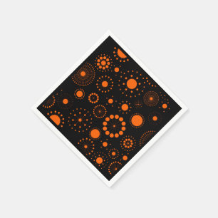 Halloween Orange And Black Circles Pattern Paper Napkins
