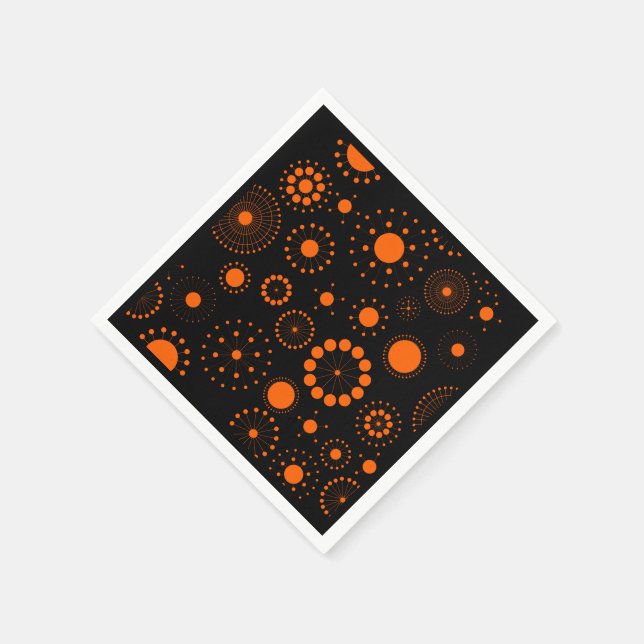Halloween Orange And Black Circles Pattern Paper Napkins (Corner)