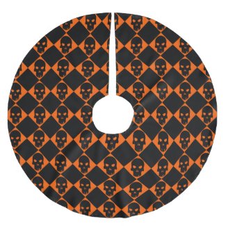 Halloween Orange and Black Harlequin Skull