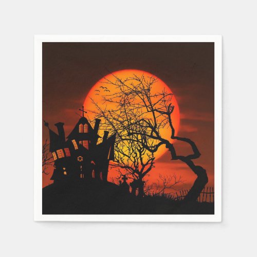 Halloween orange and black party napkins