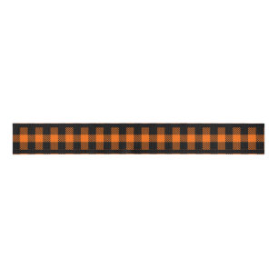 Halloween Orange and Black Plaid Ribbon