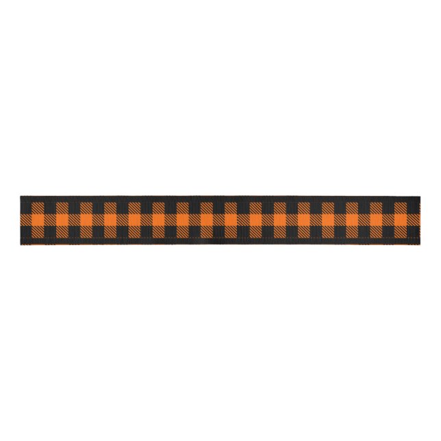Halloween Orange and Black Plaid Ribbon (Front)