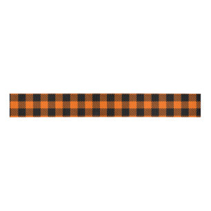 Halloween Orange and Black Plaid Ribbon