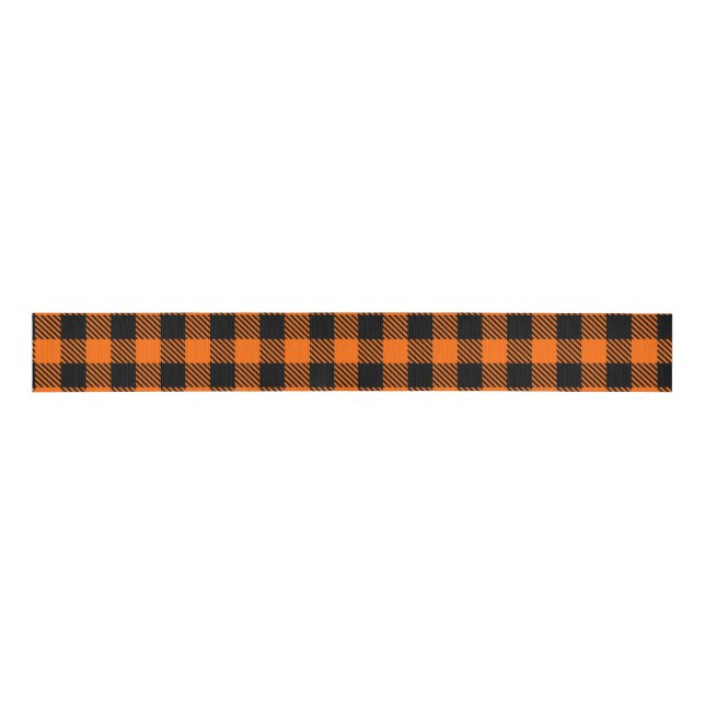 Halloween Orange and Black Plaid Ribbon (Front)