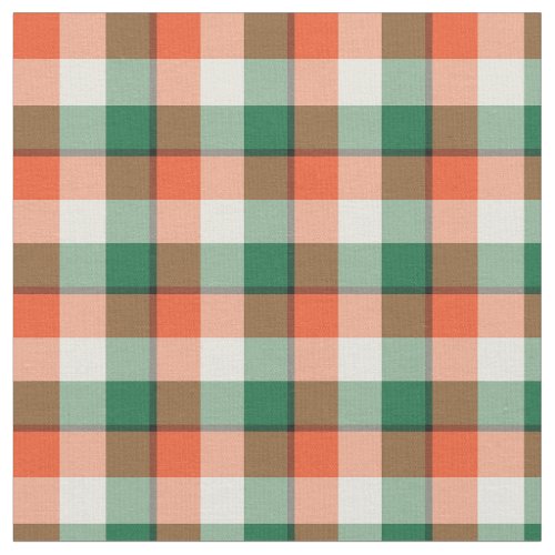 Halloween Orange and Green Checkered Plaid Pattern Fabric