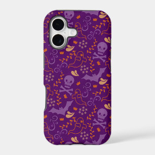 Halloween Orange and Purple Whimsical Pattern iPhone 17 Case