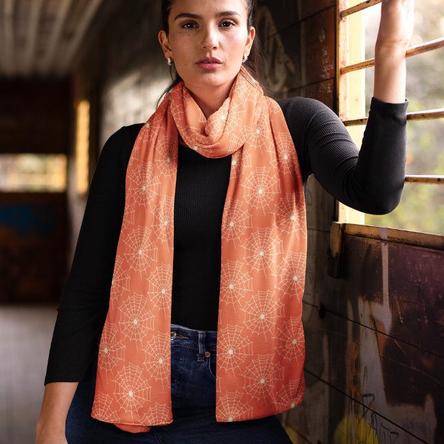 Halloween Orange And White Spider Web Scarf (Creator Uploaded)