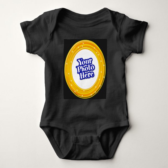Halloween Orange And Yellow Swirl With Your Photo Baby Bodysuit (Front)