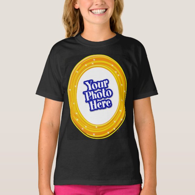 Halloween Orange And Yellow Swirl With Your Photo T-Shirt (Front)
