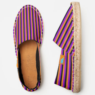 Halloween Orange, Black and Purple Striped Espadrilles