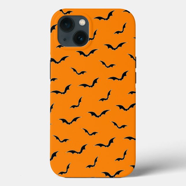 Halloween Orange & Black Bats Flying Pattern Case-Mate iPhone Case (Back)
