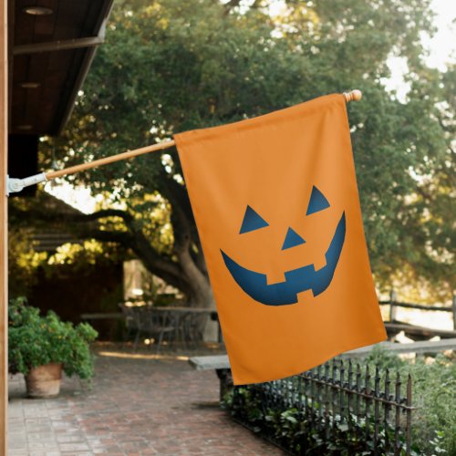 Halloween orange black blue Jack o lantern spooky House Flag