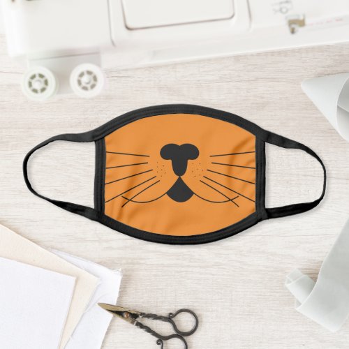 Halloween Orange Black Cats Nose and Whiskers Face Mask
