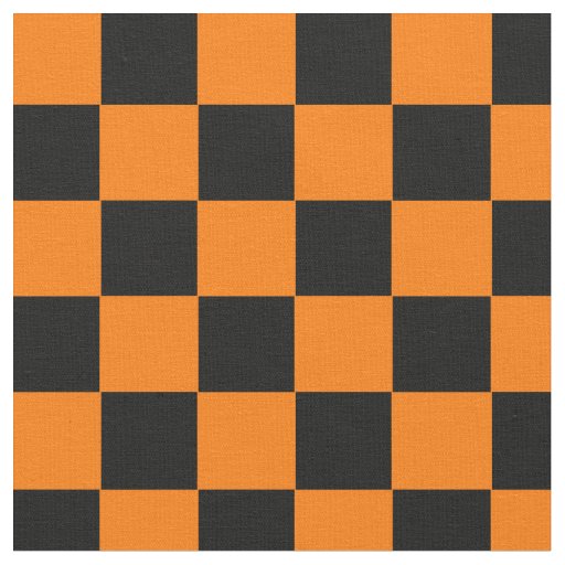 Halloween Orange Black Checkered Pattern Design Fabric
