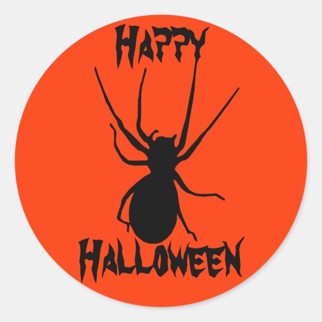 Halloween Orange Black Creepy Spider Stickers (Front)